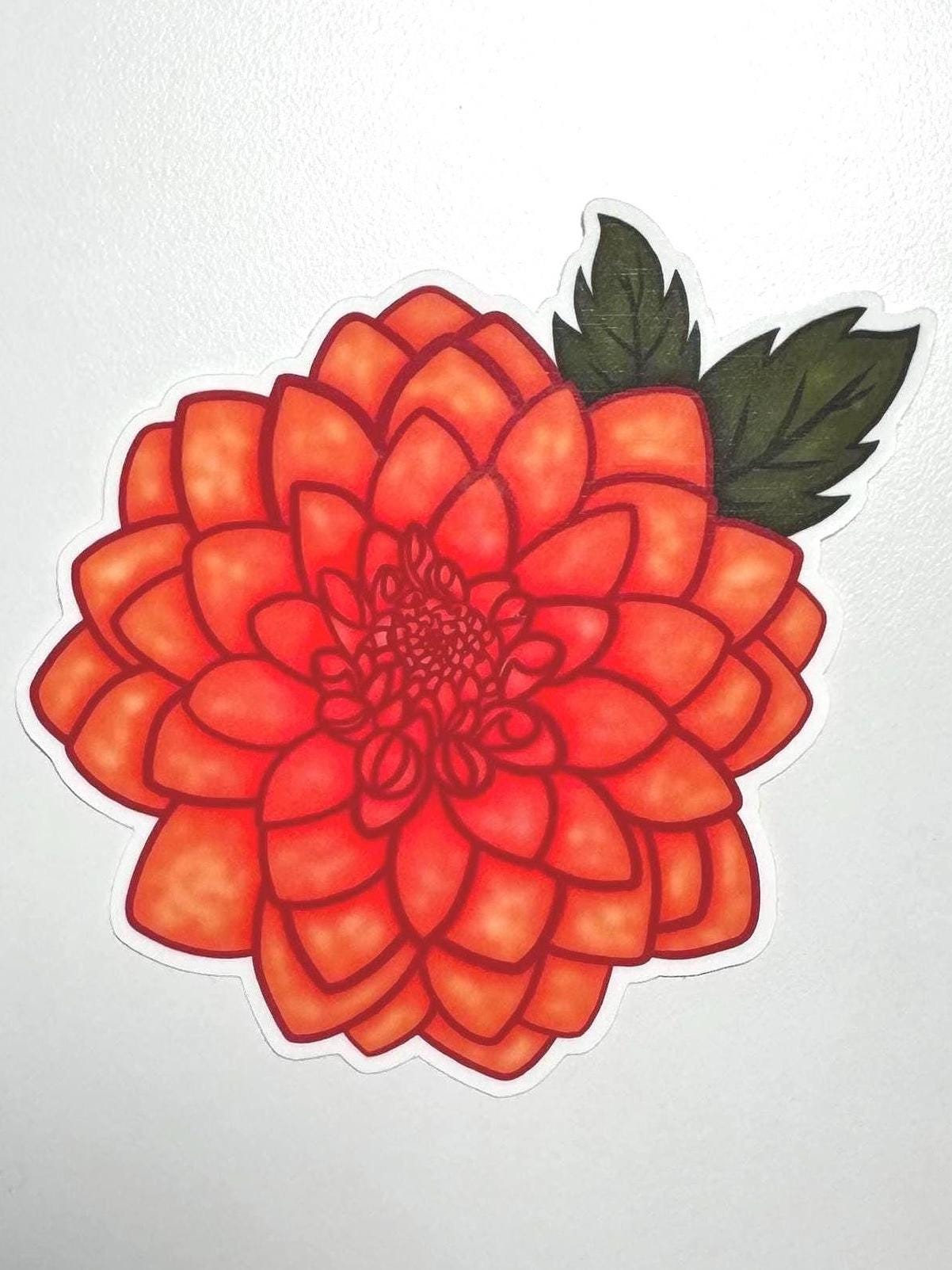 Peach Dahlia Sticker