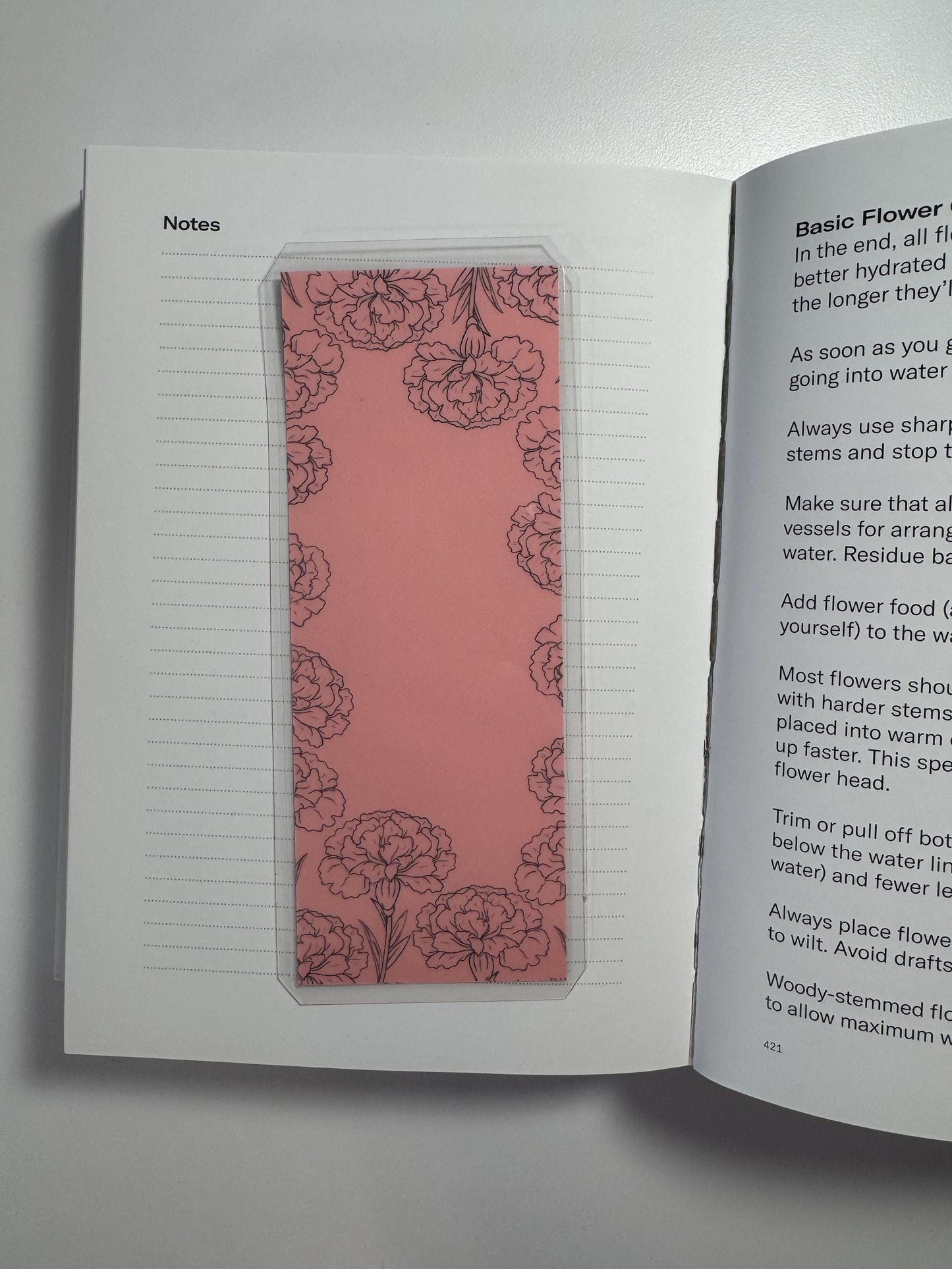 Handmade Carnation Bookmark