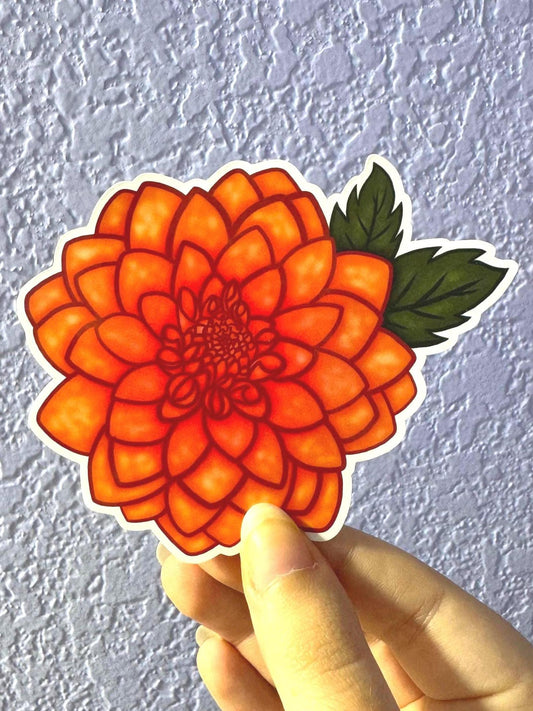 Peach Dahlia Sticker