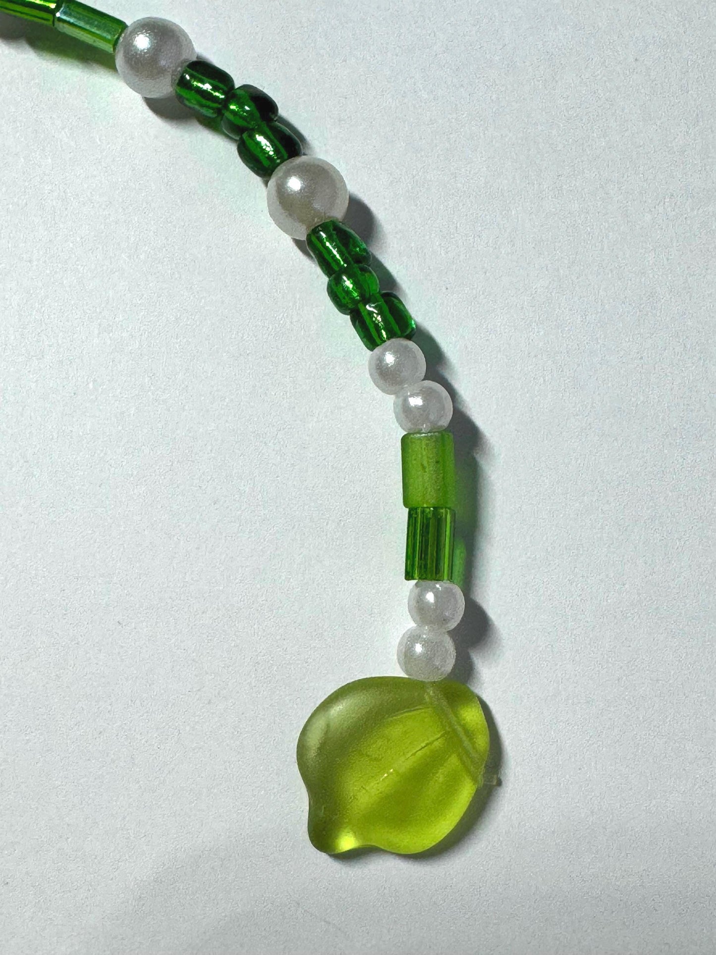 Handmade Accessory Bead Charm - Green and White