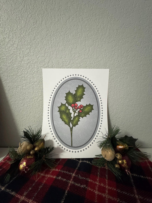 Birth Flower Holly Art Print